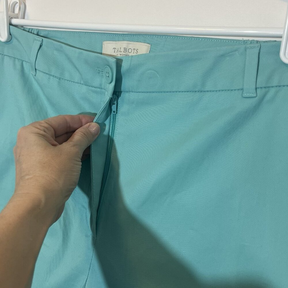 Talbots Women The Perfect Crop Cotton Pant Plus Size 18W High Rise Green Stretch - Picture 11 of 12